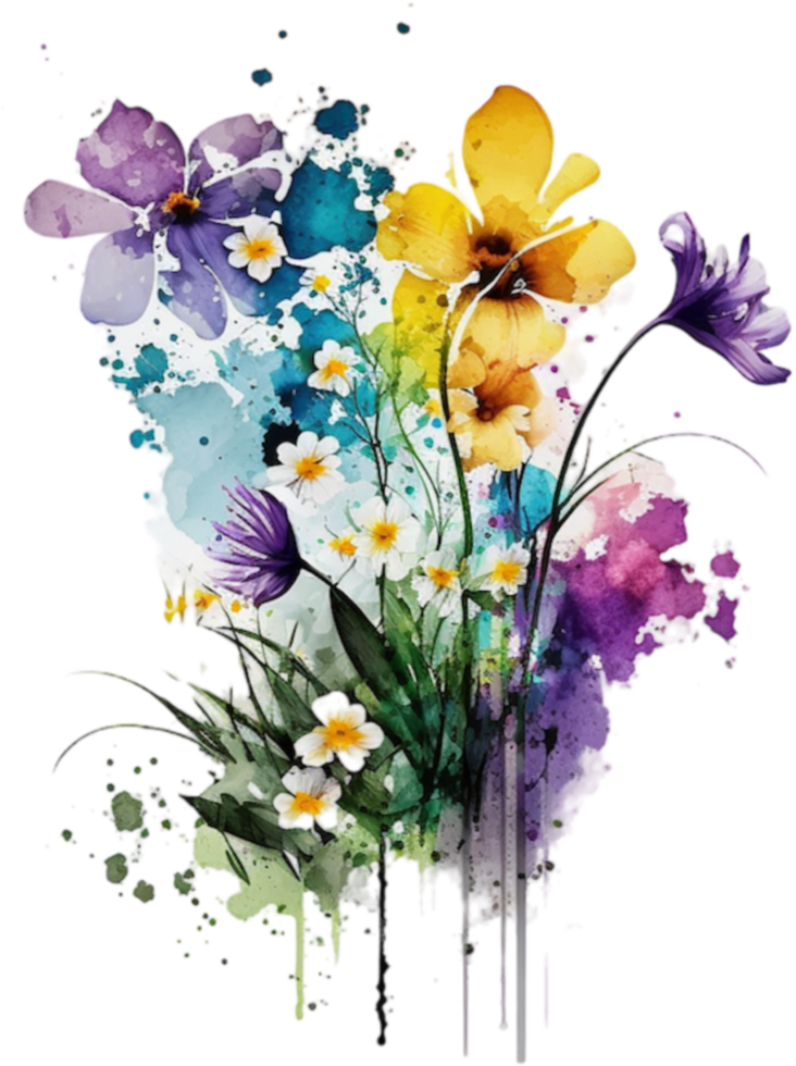 Spring flower watercolor, png