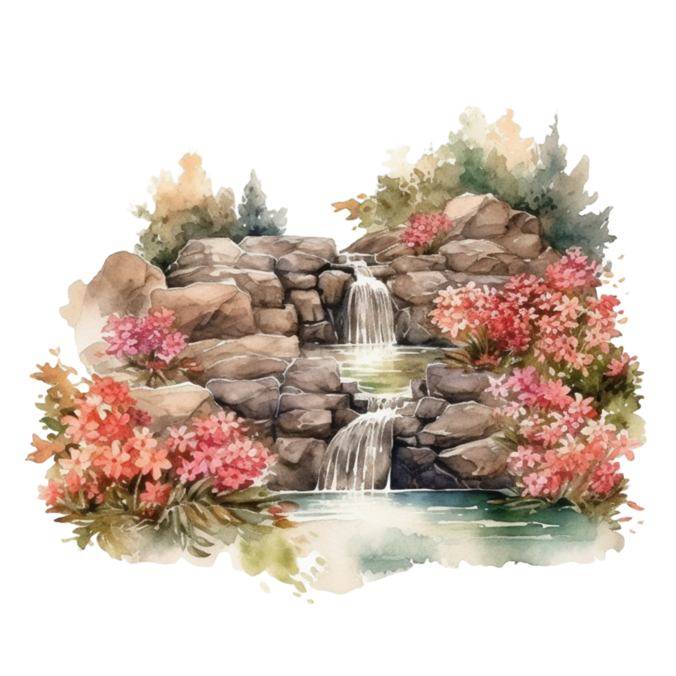 Waterfall watercolor clipart, png