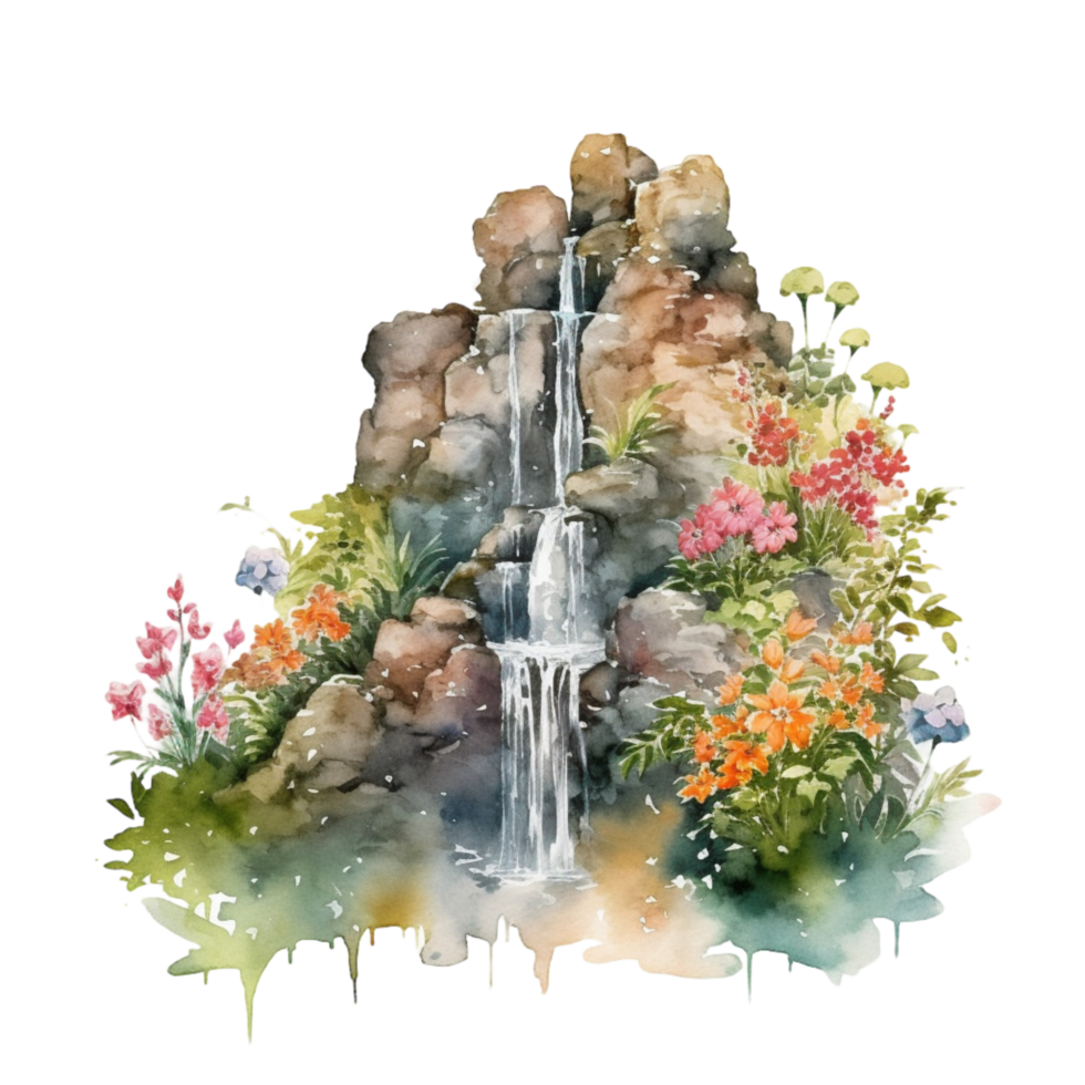 Waterfall watercolor clipart, png