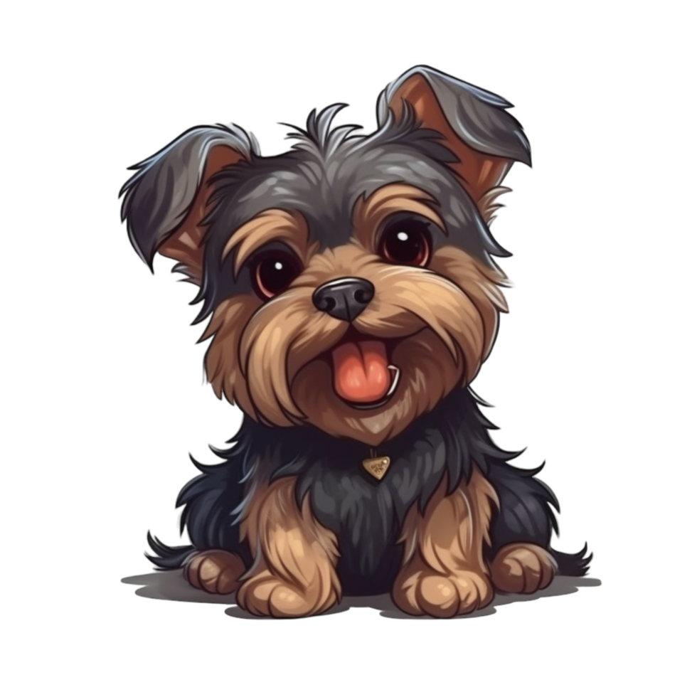 Yorkshire terrier dibujos animados clipart, ai generado png