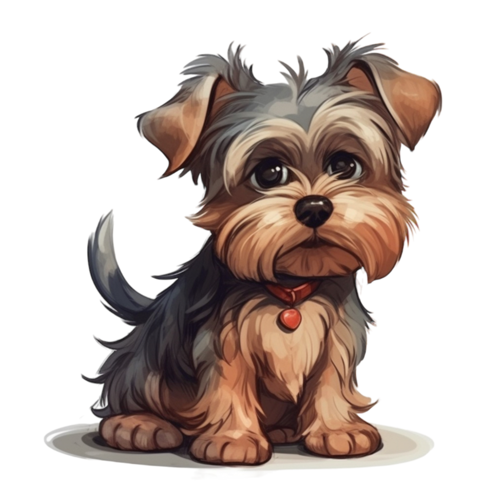 yorkshire terrier tecknade serier ClipArt, ai genererad png