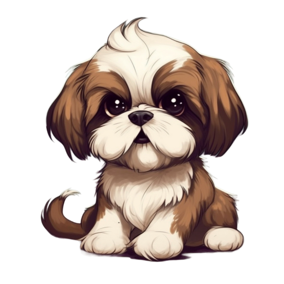 shih tzu hond clip art, ai gegenereerd png