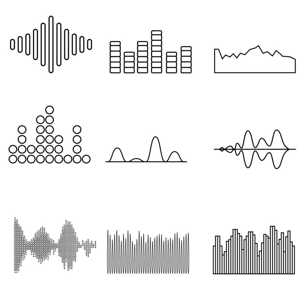Radio Wave vector icon set. Monochrome simple sound wave illustration sign collection. signal symbol or logo.