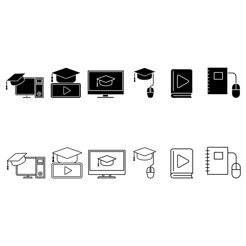 Online education vector icon set, online courses illustration sign collection. webinar symbol or logo.