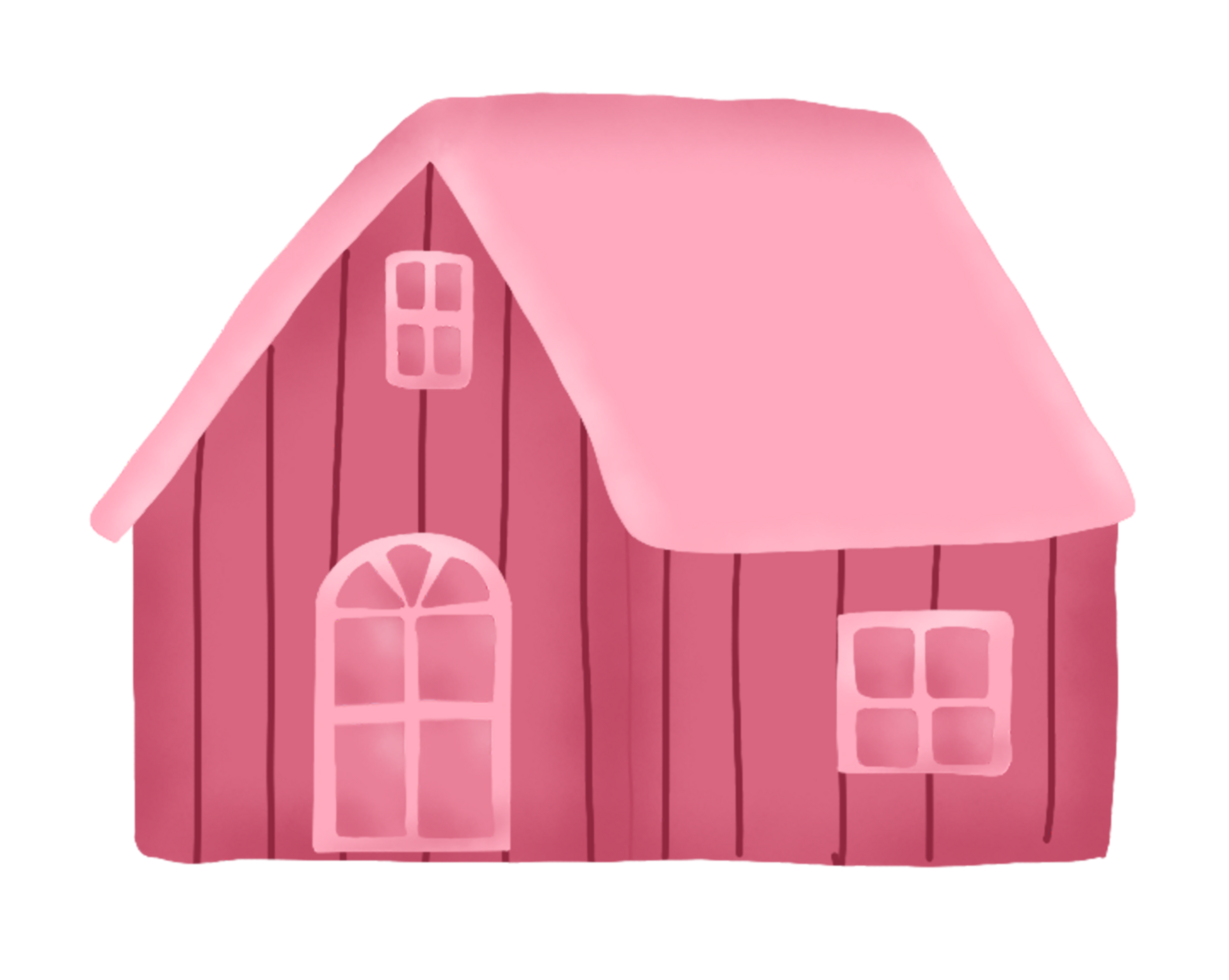 roze huis illustratie png