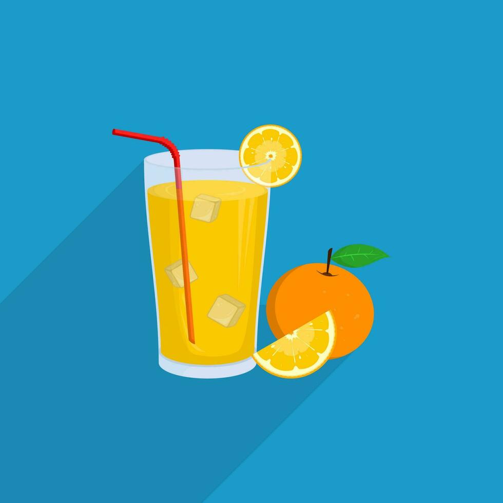 An Orange Juice with Blue Background Flat Design vector