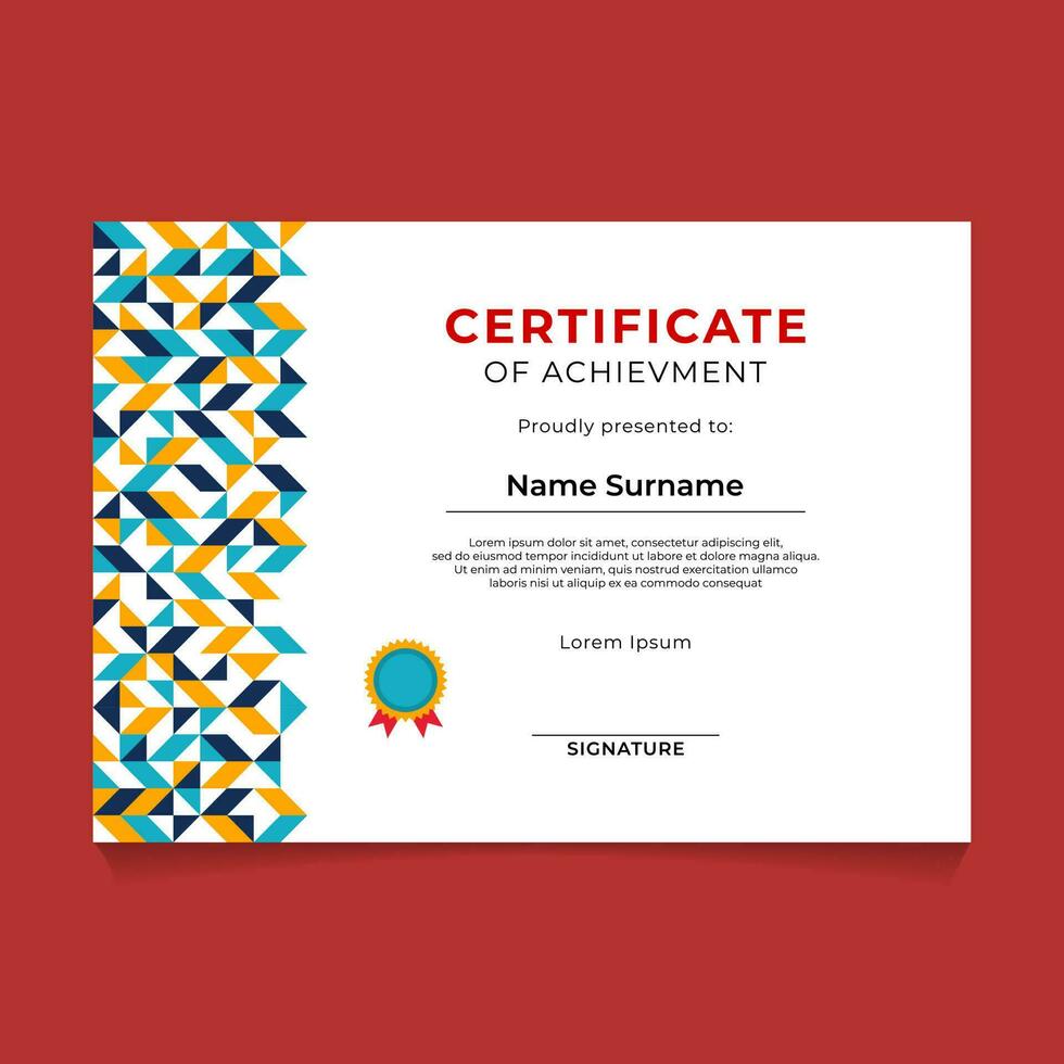 Abstract Geometric Certificate Template Design vector