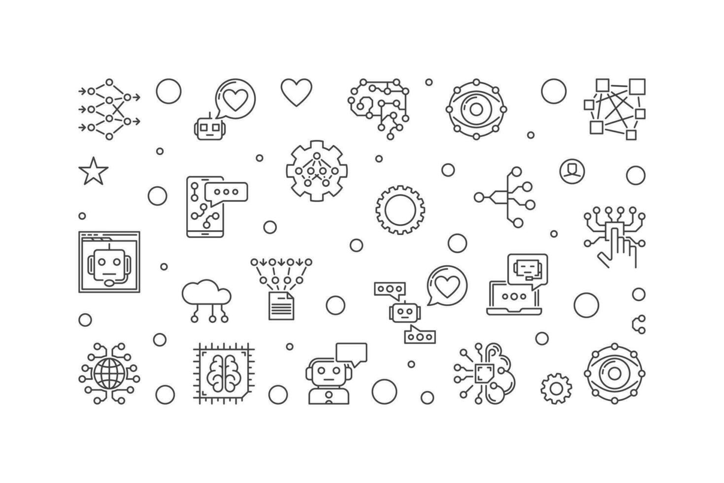 Solution concept linear horizontal banner. Vector Artificial intelligence illustration