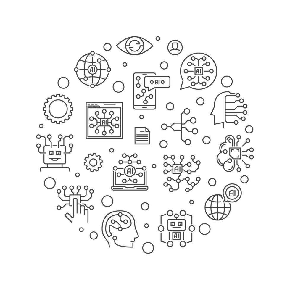Artificial Intelligence - AI Technology concept vector round minimal linear banner