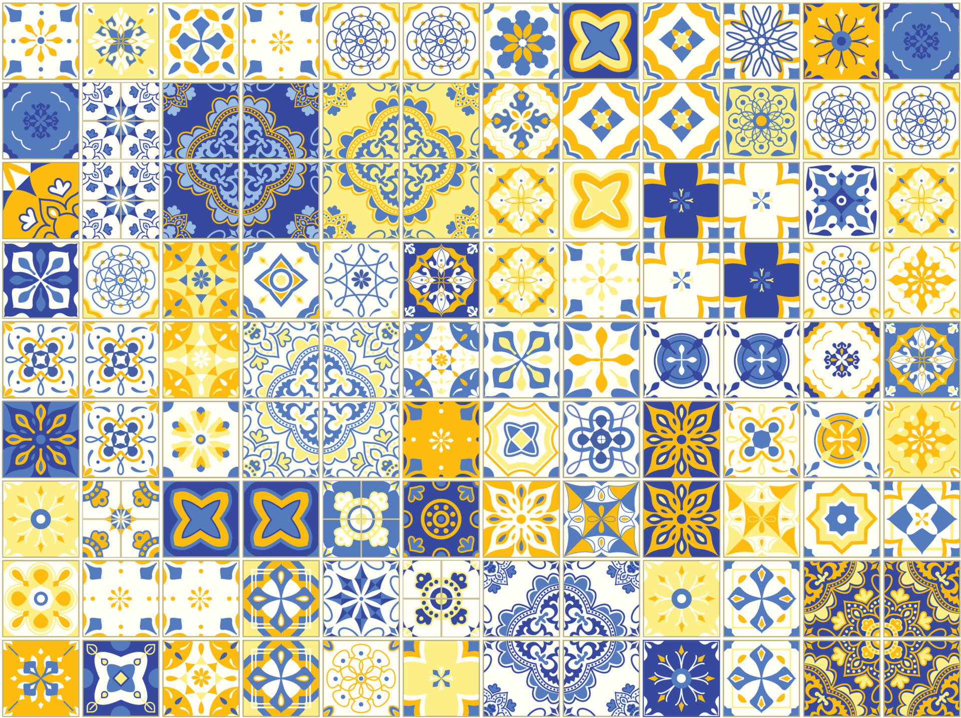 Seamless pattern with portuguese tiles. Vector illustration of Azulejo