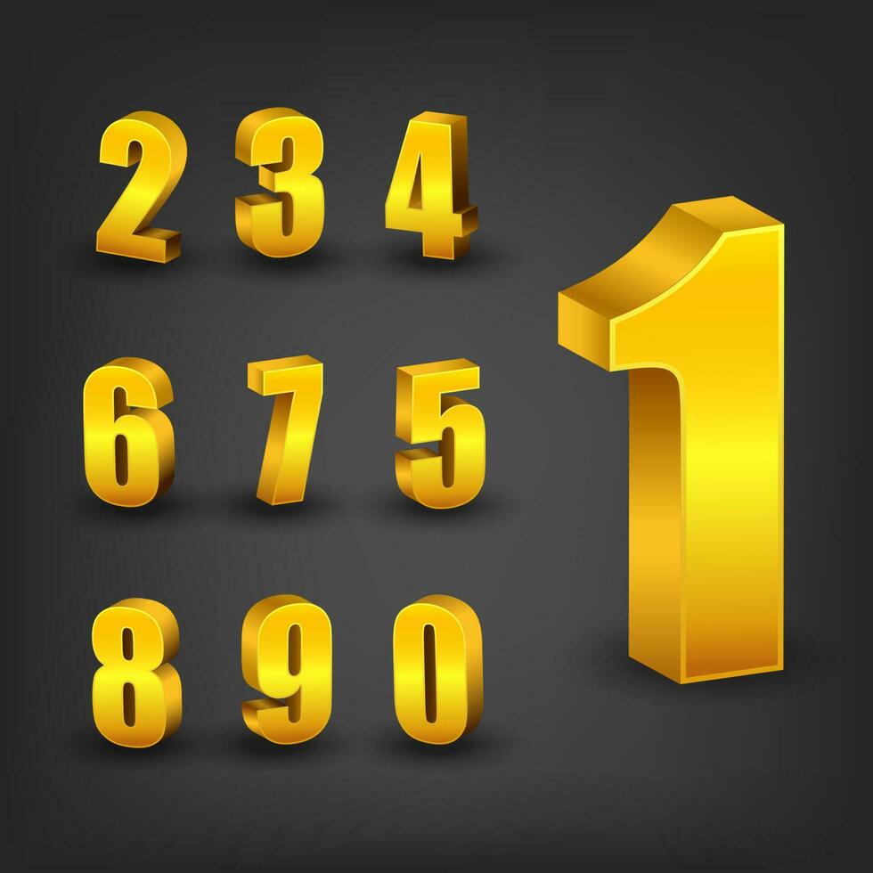 Gold number set, Vector Illustration