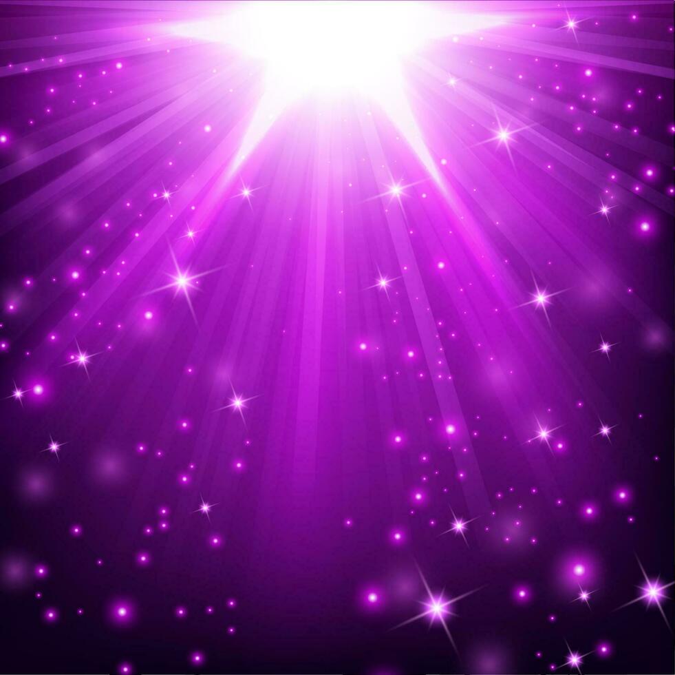 Violet lights shining with flying particles, Vector Illustration