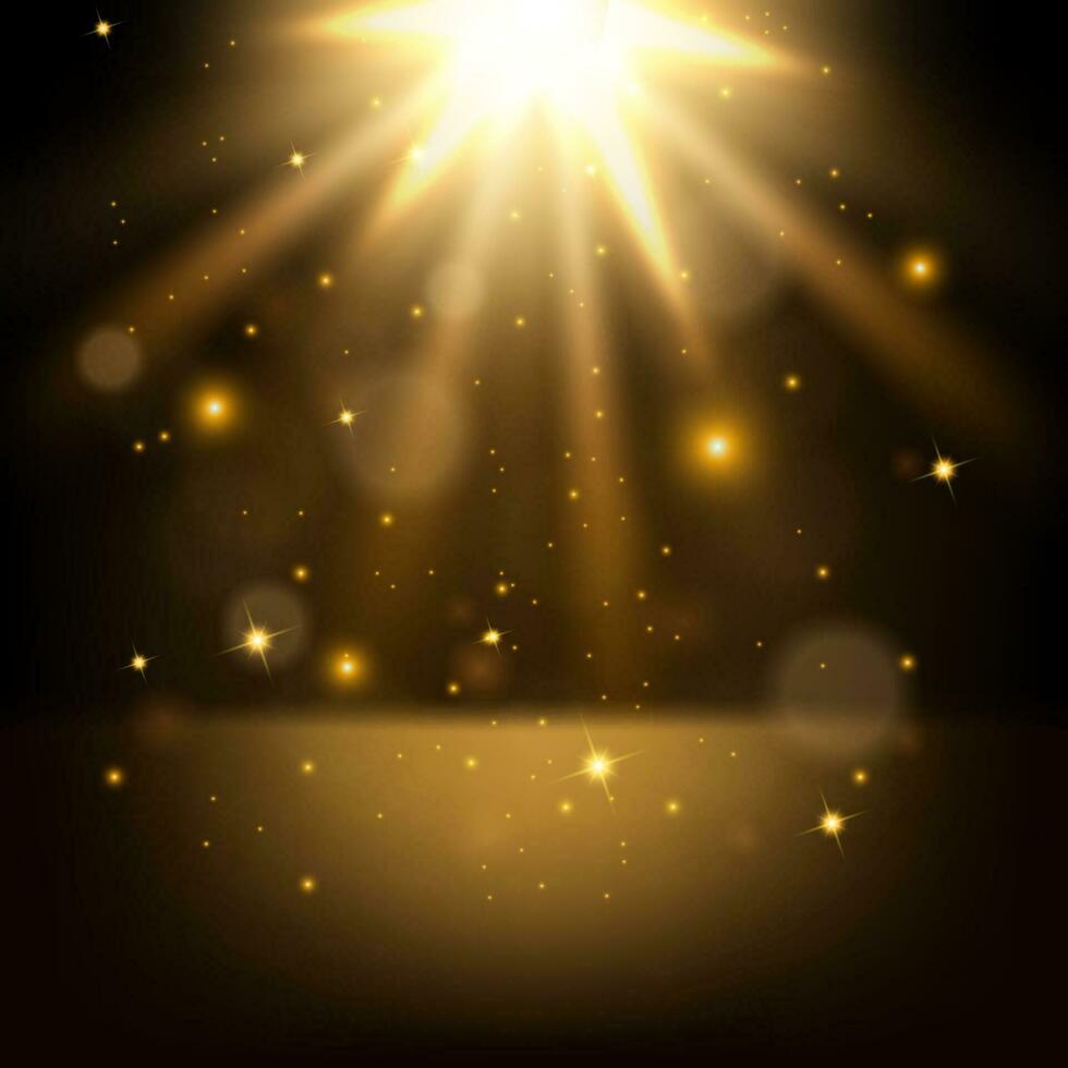 Golden light shining background, Vector Illustration