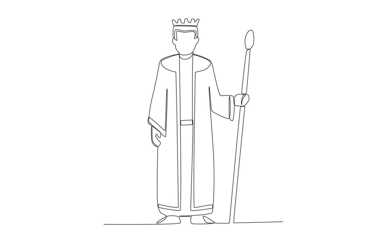 A king holds a scepter and wears a crown vector