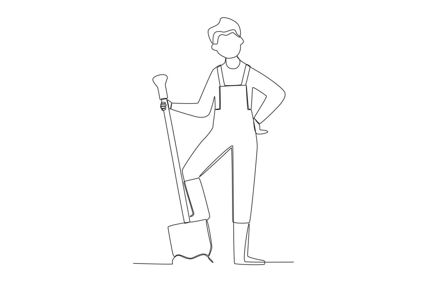 A young farmer holding a hoe vector