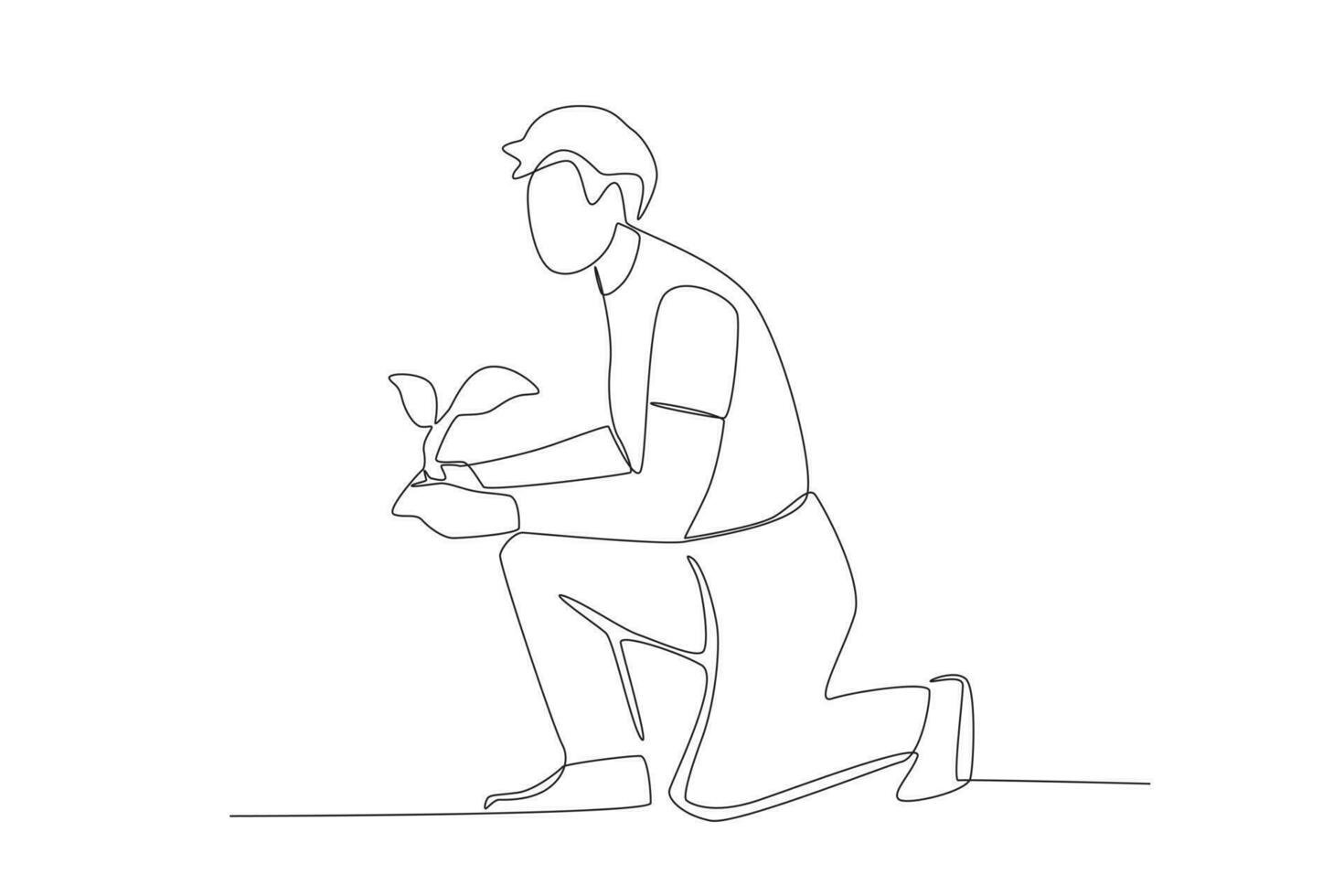 A man preparing to plant vector