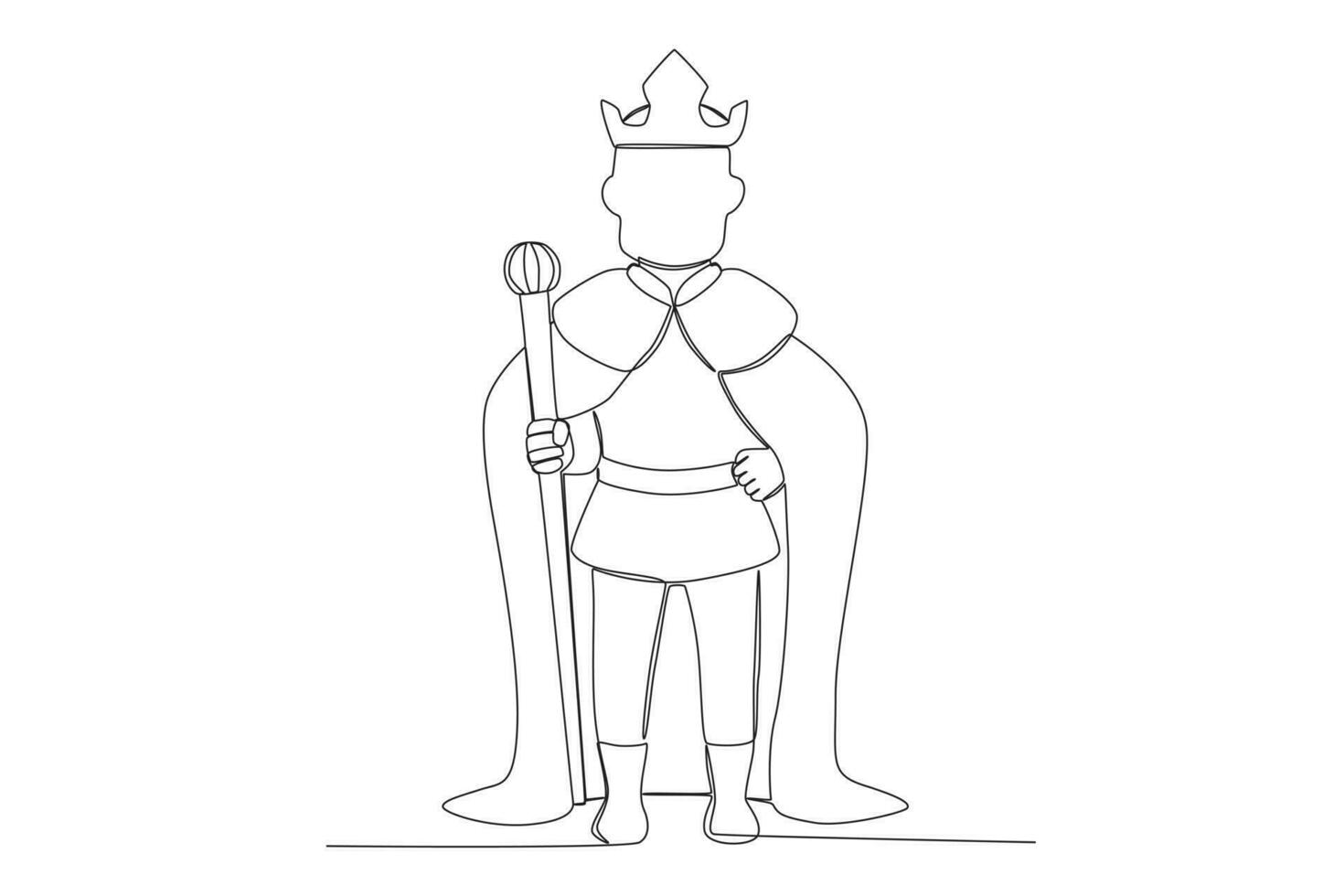 A king stands wearing a crown vector
