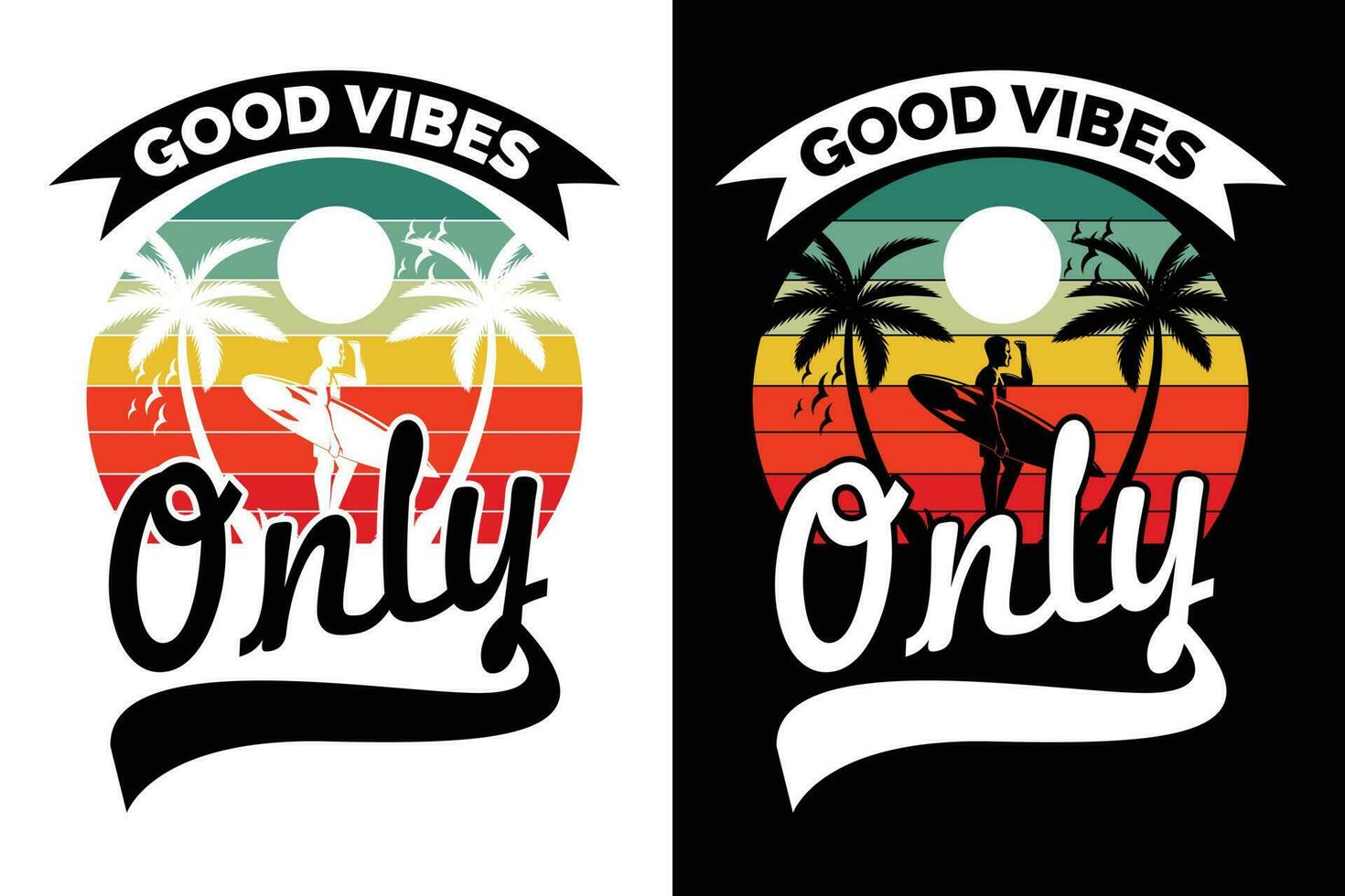Summer t-shirt design, summer beach vacation t-shirts, summer surfing t-shirt vector design