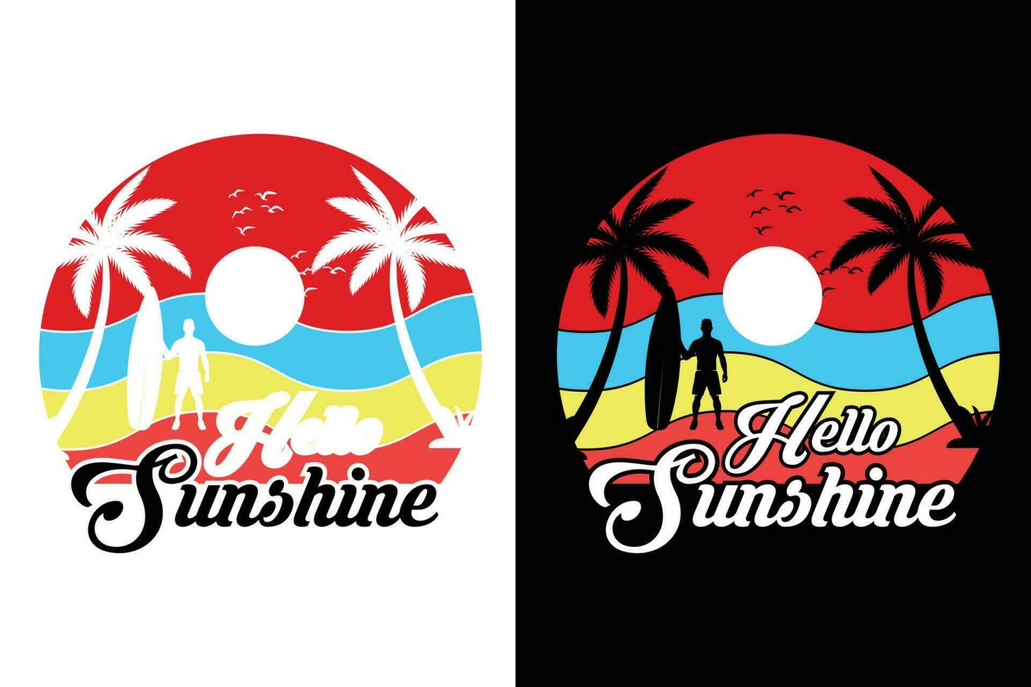 Summer t-shirt design, summer beach vacation t-shirts, summer surfing t-shirt vector design