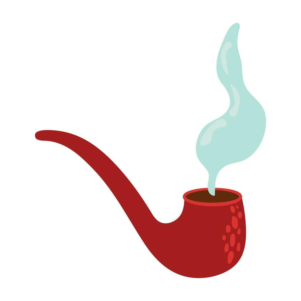 Cute hand drawn smoking pipe. White background, isolate. vector