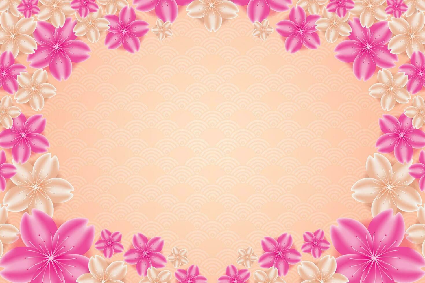 Background with pink and orange flower frame vector
