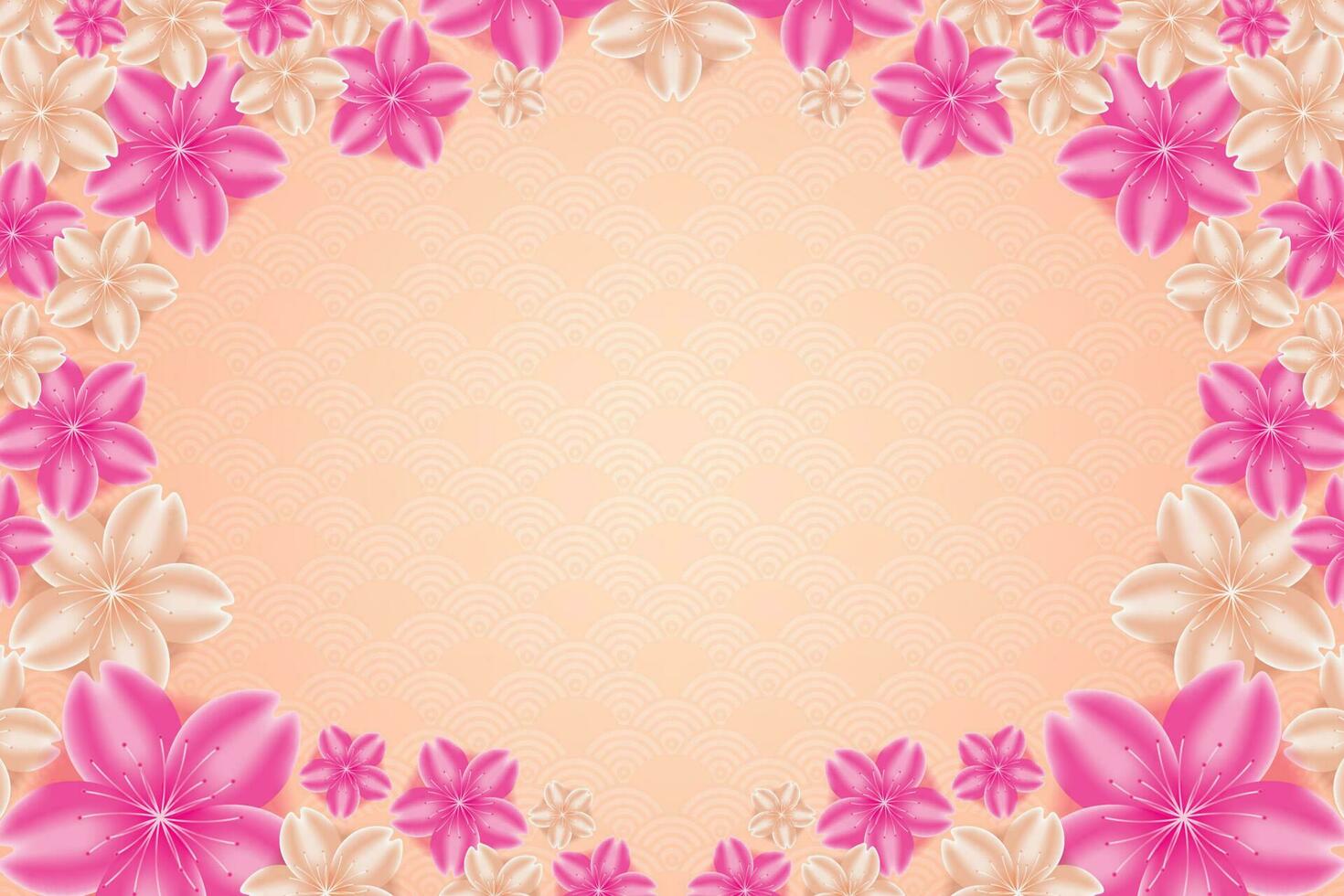 Background with pink and orange flower frame vector