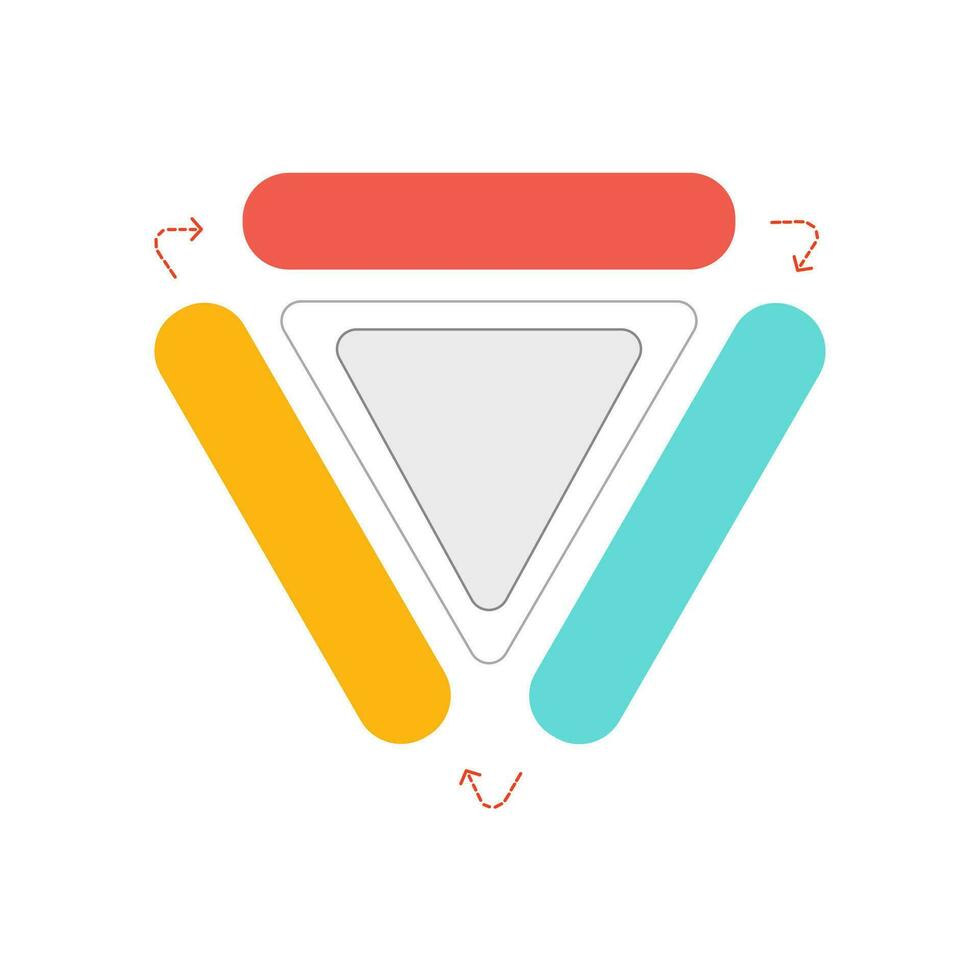 Triangular chart with 3 options. infographic diagram steps. vector