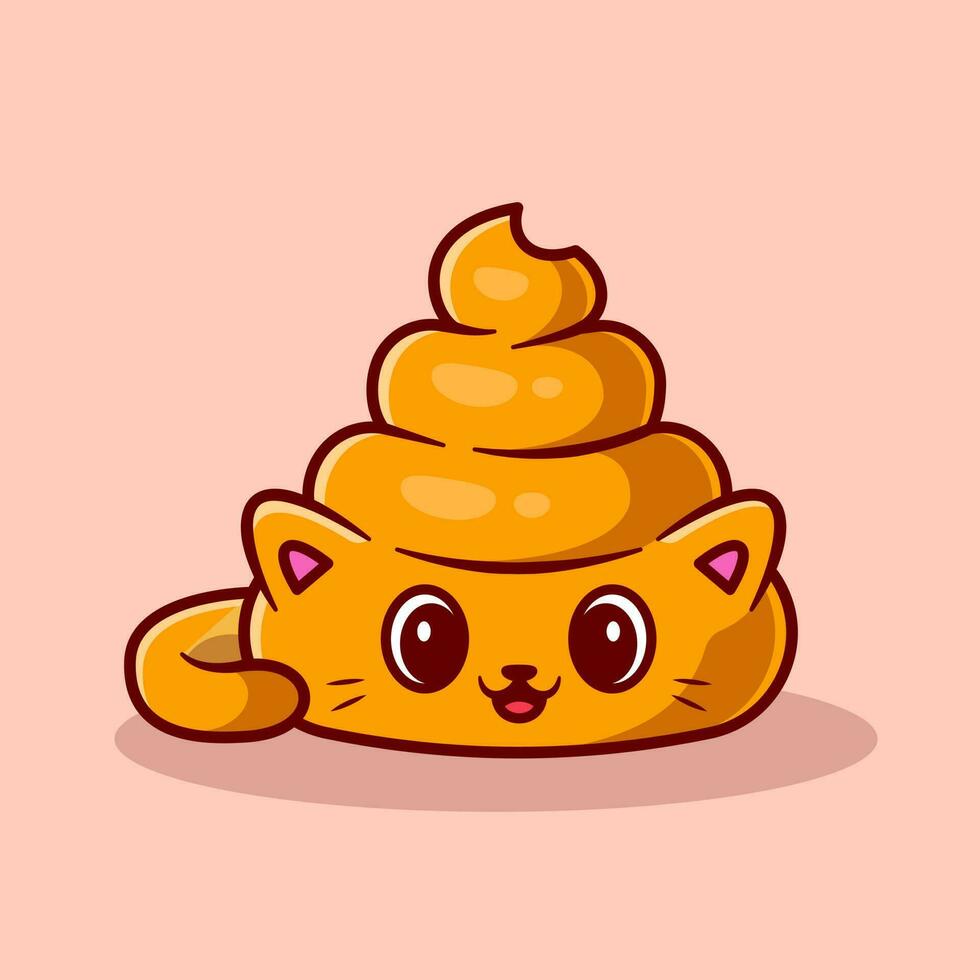 Cute Cat Poop Cartoon Vector Icon Illustration. Animal  Nature Icon Concept Isolated Premium Vector. Flat Cartoon  Style
