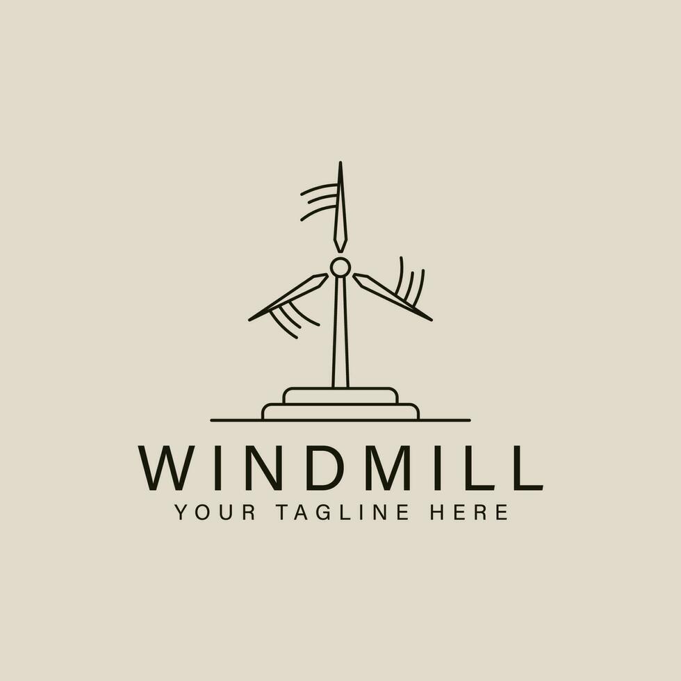 windmill logo line art  design with minimalist style vector