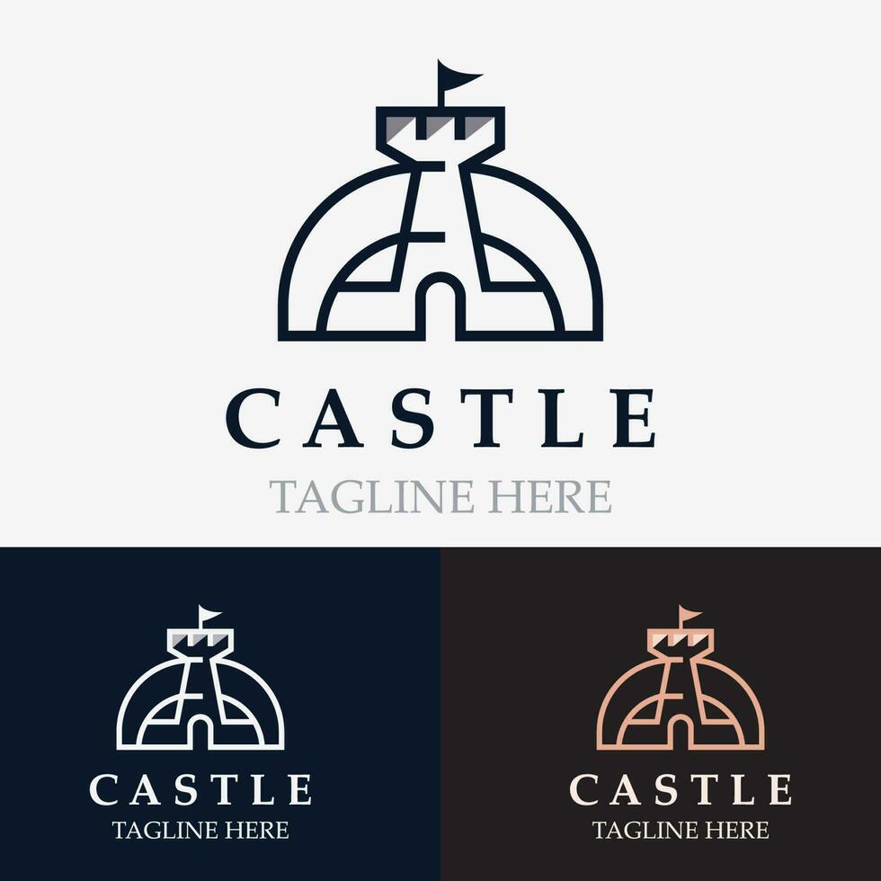 Castle logo graphic template design, Ancient castle vintage vector