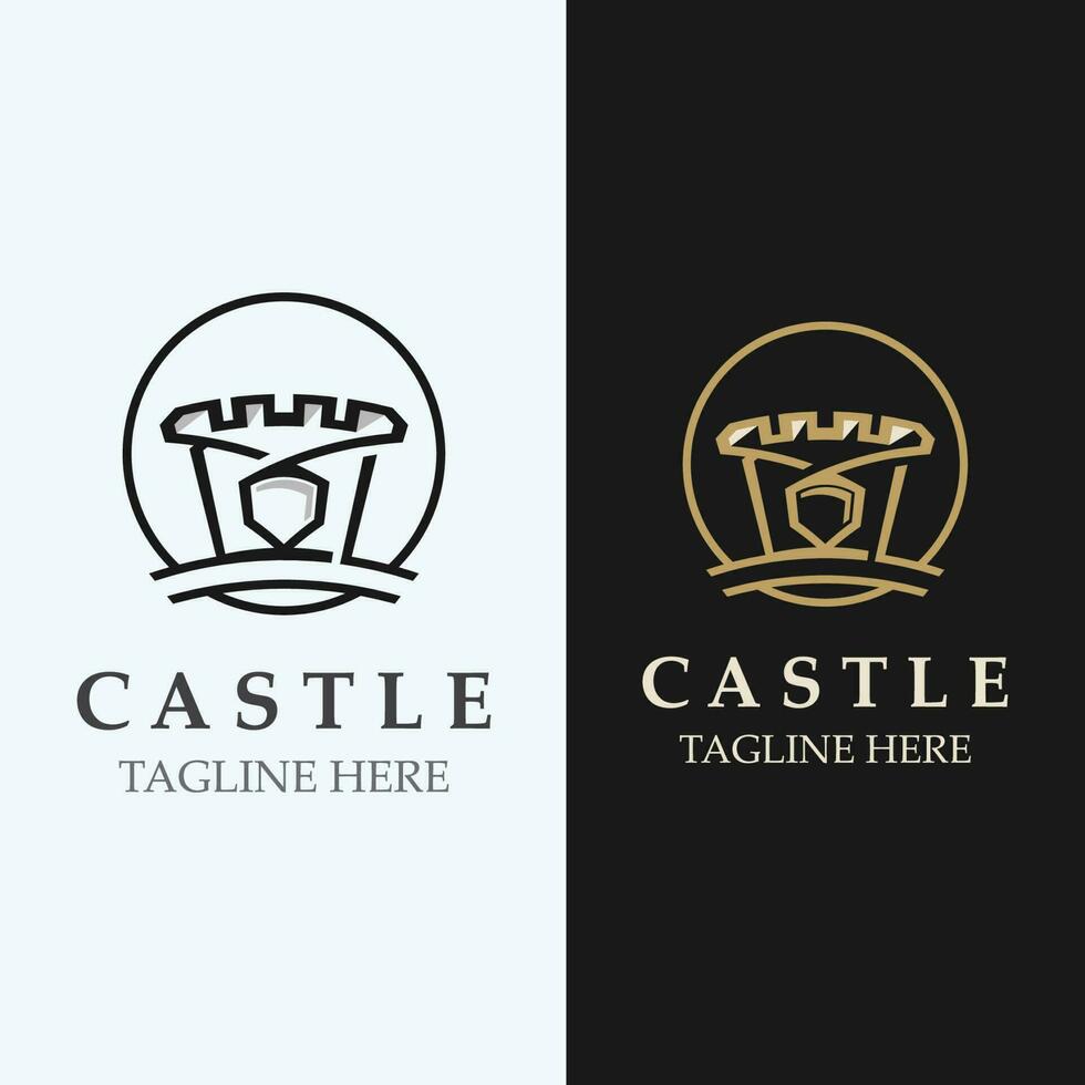 Castle logo graphic template design, Ancient castle vintage vector