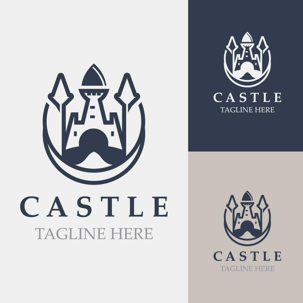 Castle logo graphic template design, Ancient castle vintage vector