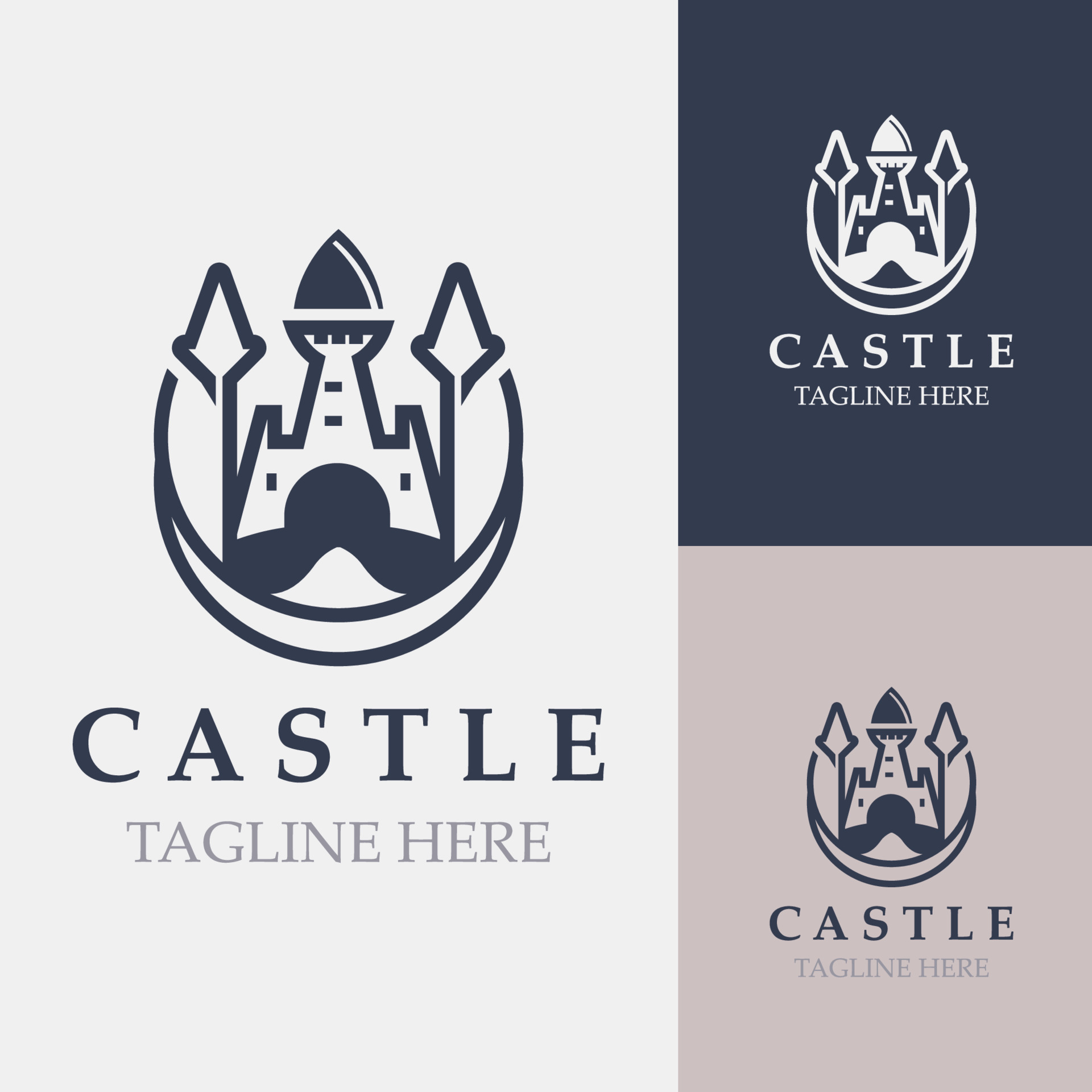 Castle logo graphic template design, Ancient castle vintage vector ...