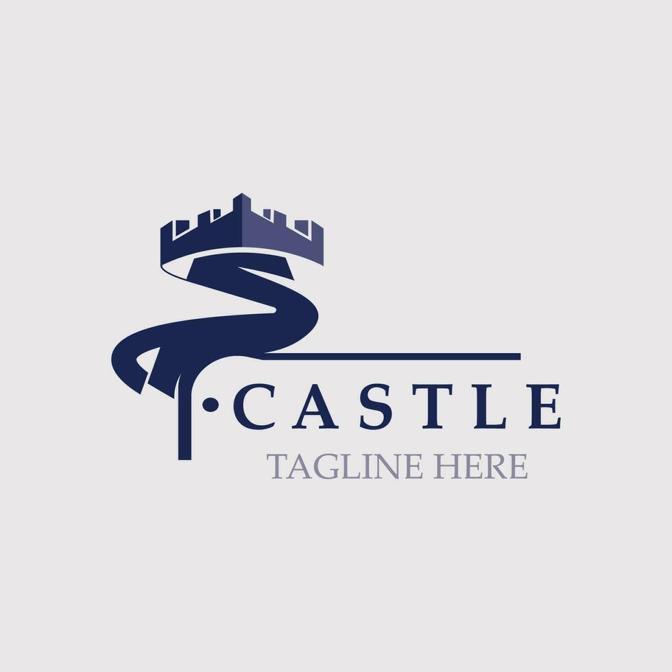 Castle logo graphic template design, Ancient castle vintage vector