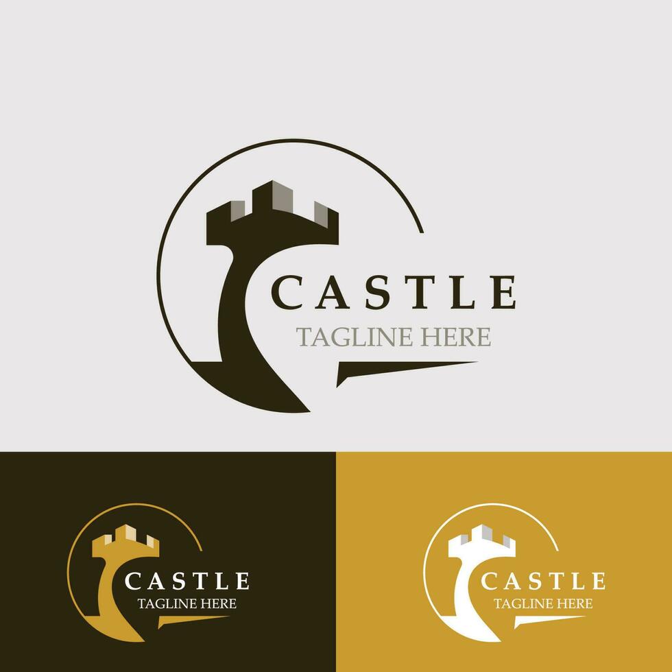 Castle logo graphic template design, Ancient castle vintage vector