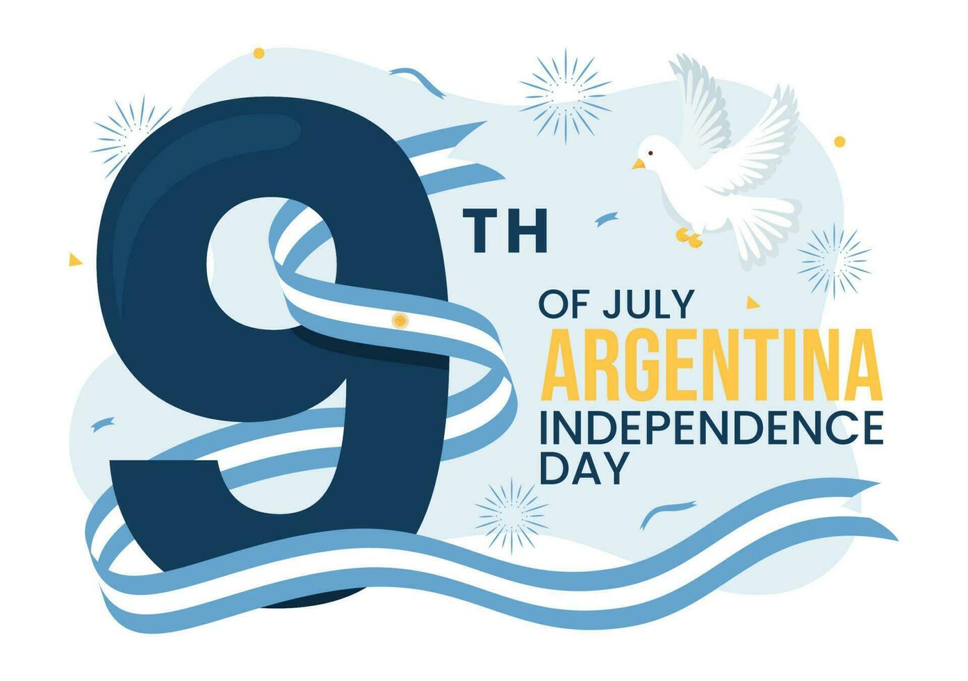 Happy Argentina Independence Day on 9Th of july Vector Illustration with Waving Flag in Flat Cartoon Celebration Hand Drawn Landing Page Templates