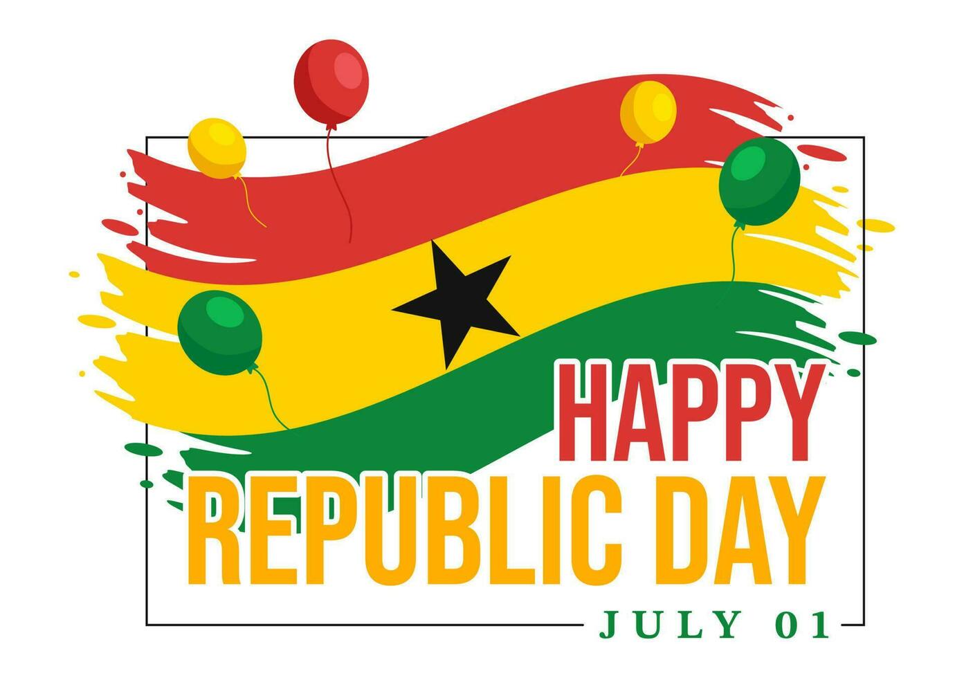Happy Ghana Republic Day Vector Illustration with Waving Flag Background in Flat Cartoon Hand Drawn for Web Banner or Landing Page Templates