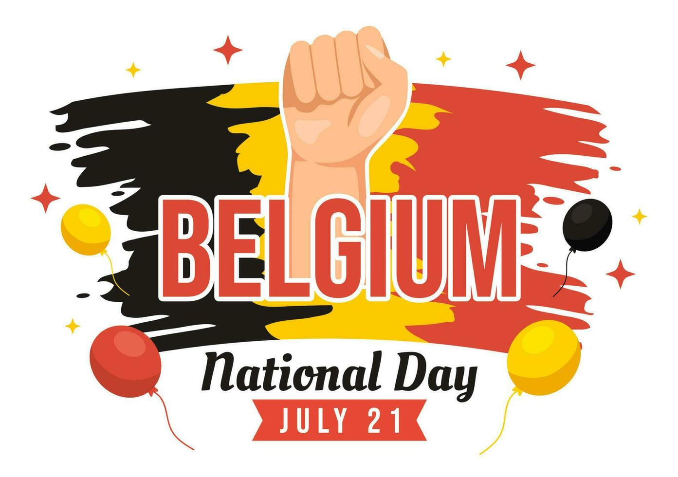 Happy Belgium Independence Day on July 21 Vector Illustration with Waving Flag Background in Flat Cartoon Hand Drawn for Landing Page Templates