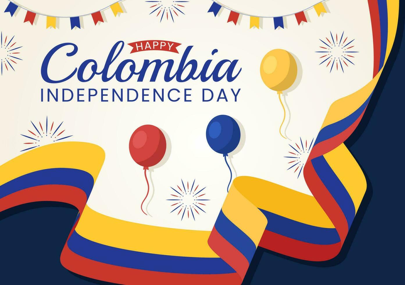 Colombia Independence Day Vector Illustration with Waving Flag in National Holiday Celebration Flat Cartoon Hand Drawn Landing Page Templates