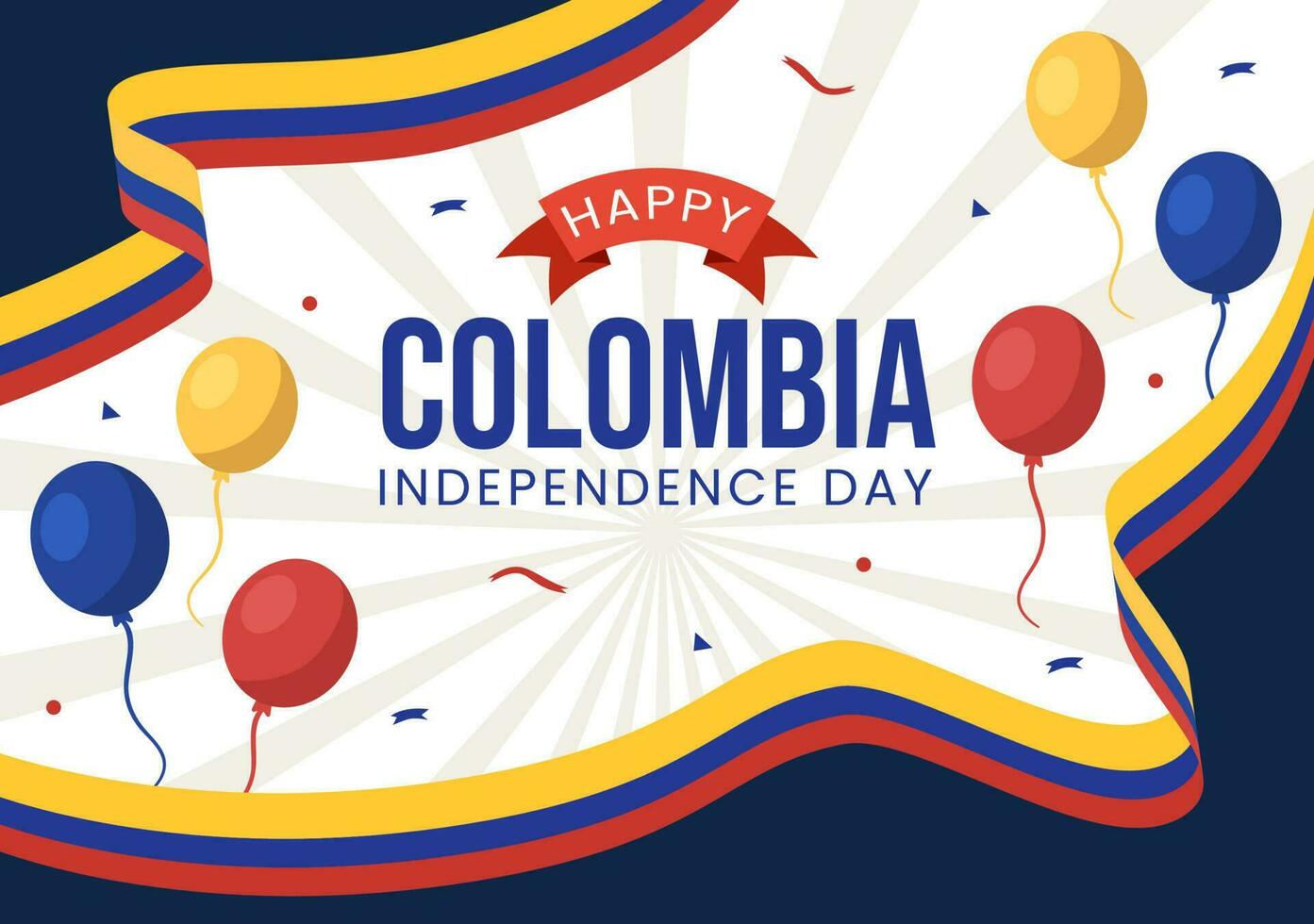 Colombia Independence Day Vector Illustration with Waving Flag in National Holiday Celebration Flat Cartoon Hand Drawn Landing Page Templates