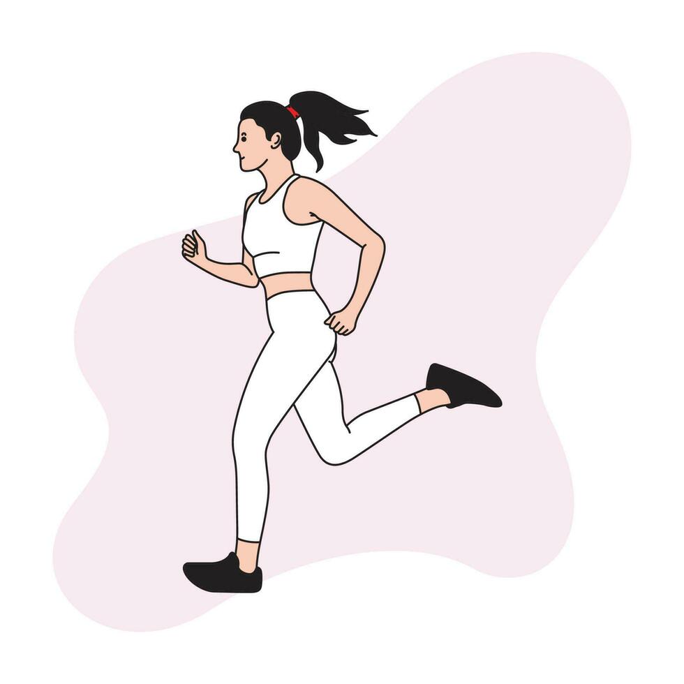 a woman doing her morning jog with her hair in pigtails vector