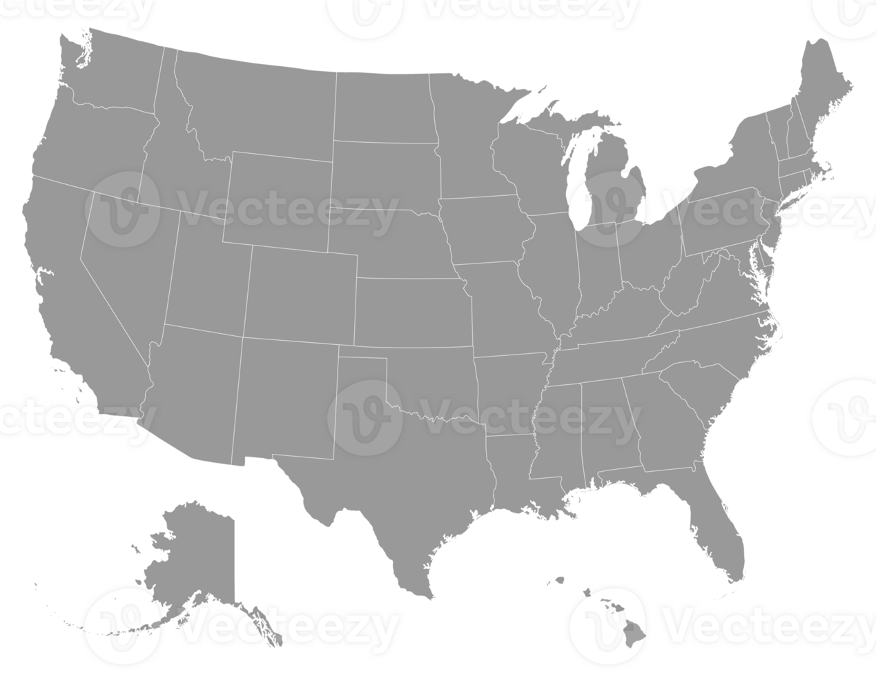 USA map with states, United States of America map. Isolated map of USA. png
