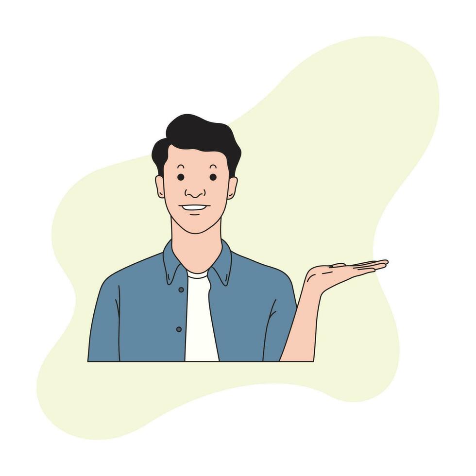 a man with a shirt and left hand begging vector