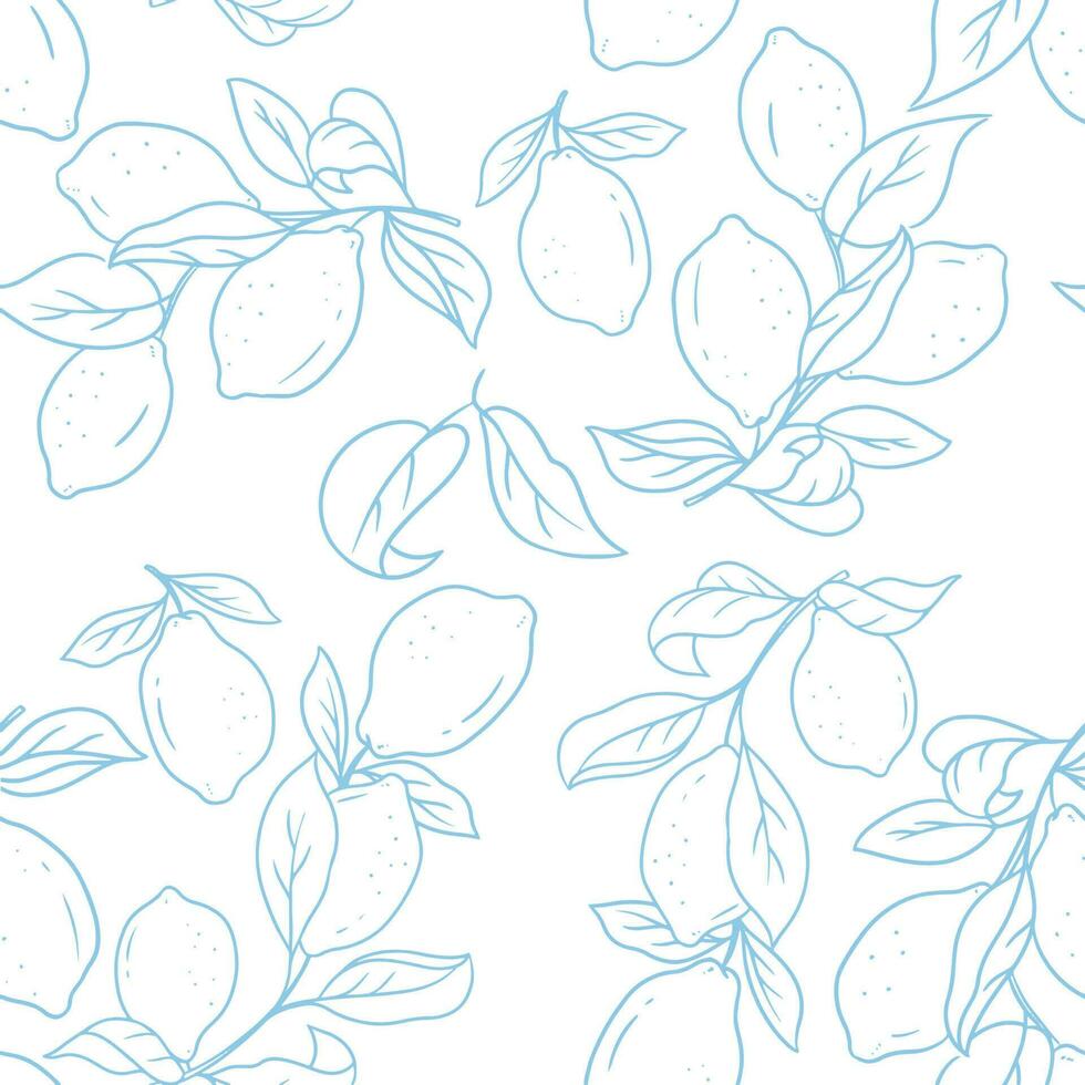 Lemon Brunch Sketch Background Seamless vector