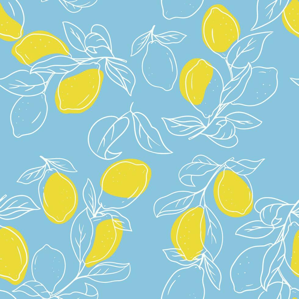 Lemon Brunch Sketch Background Seamless vector