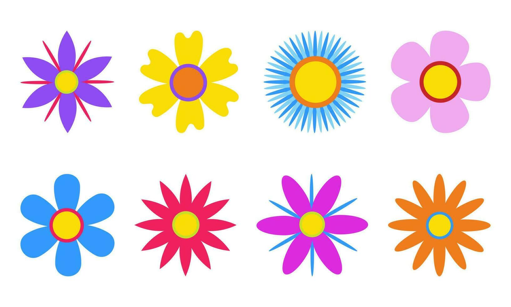 Set of Flowers of Different Shapes vector