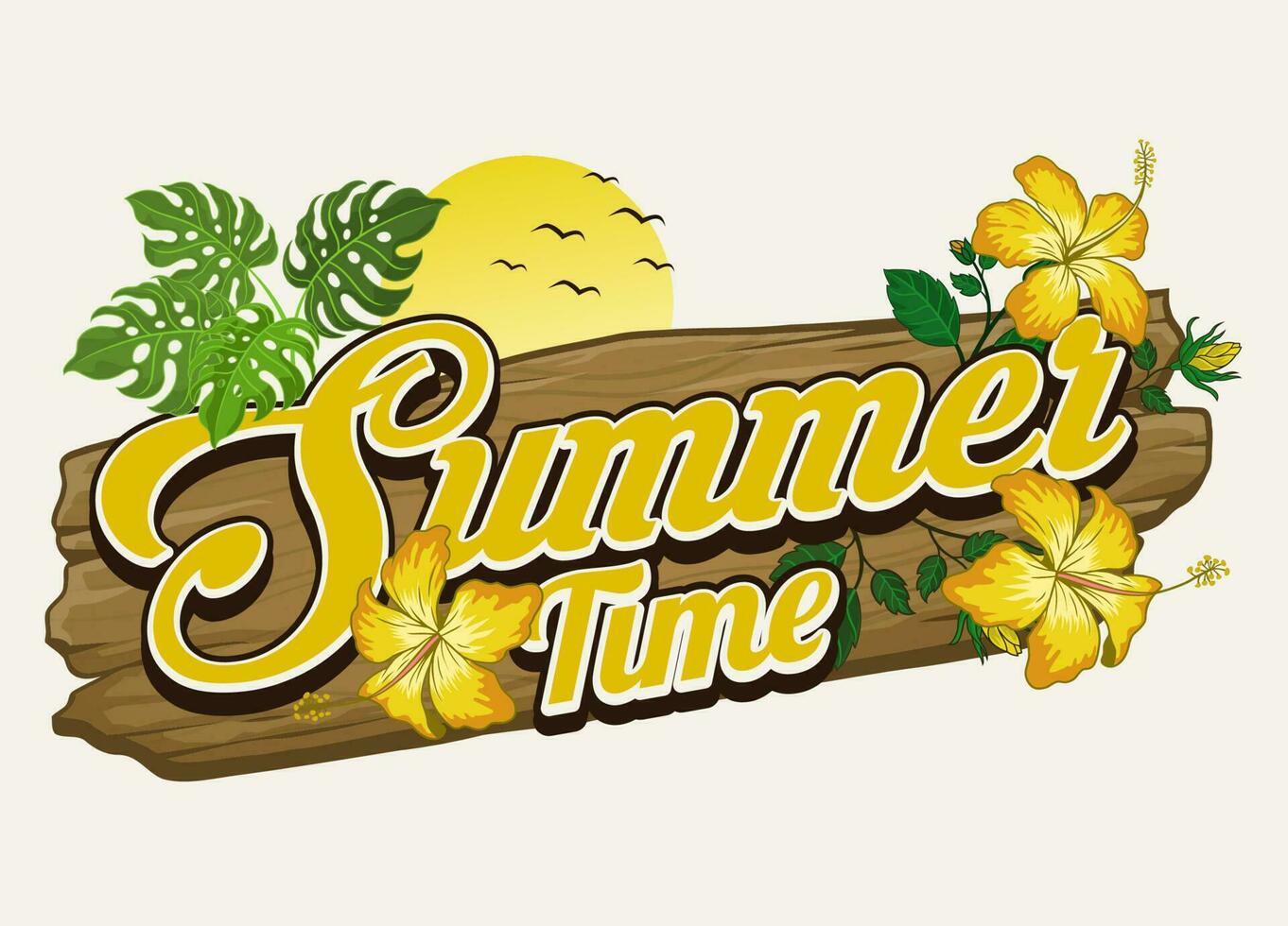 Summer time greeting text design vector