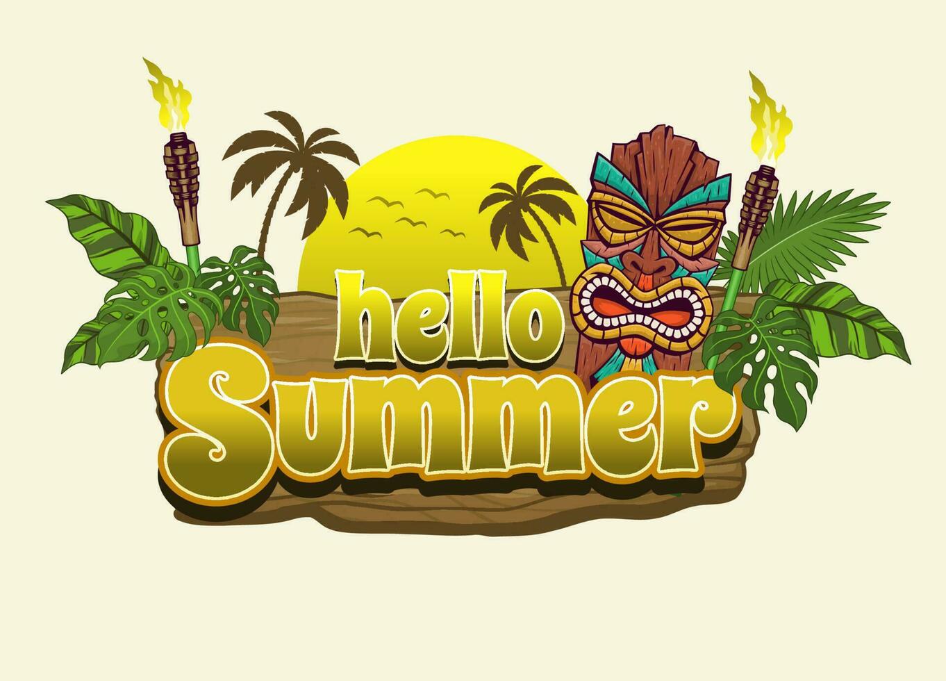 Hola verano texto saludo vector