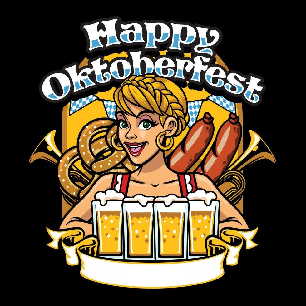 niña de Oktoberfest celebrar el fiesta vector