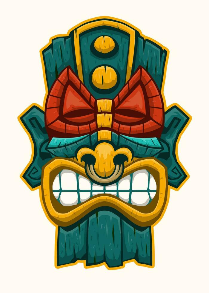 Tiki Mask Traditional Tropical Tribe vector